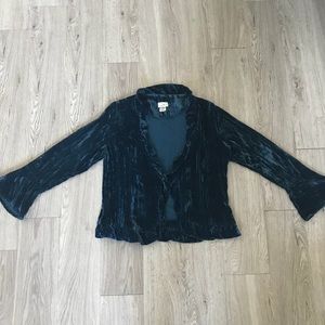 NWOT Crushed Velvet Ruffle Cardigan